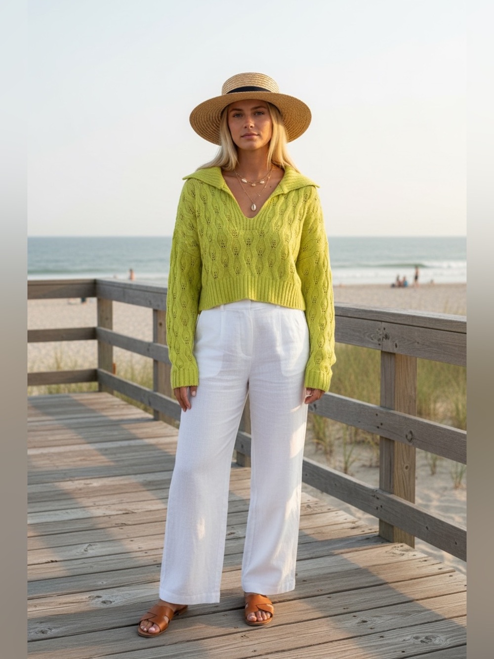 Anthro x Find Me Now|Cher Knit Polo Sweater | Lime Green | NWT |Small | $118 Ret